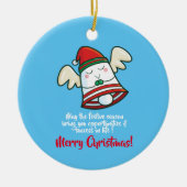 schattig kerstfeest vliegend keramisch ornament (Voorkant)