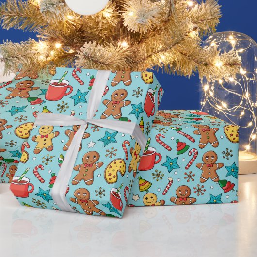 Schattig kerstgebak kerstpatroon cadeaupapier (Feestdagen)