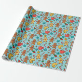 Schattig kerstgebak kerstpatroon cadeaupapier (Uitgerold)