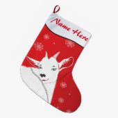 Schattig kerstgeit rood JOUW NAAM hier Grote Kerstsok (Voorkant (Hangend))