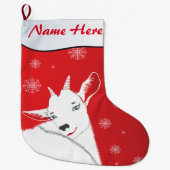 Schattig kerstgeit rood JOUW NAAM hier Grote Kerstsok (Voorkant)