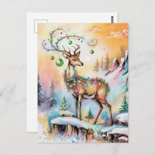 Schattig kersthert briefkaart (Voorkant / Achterkant)