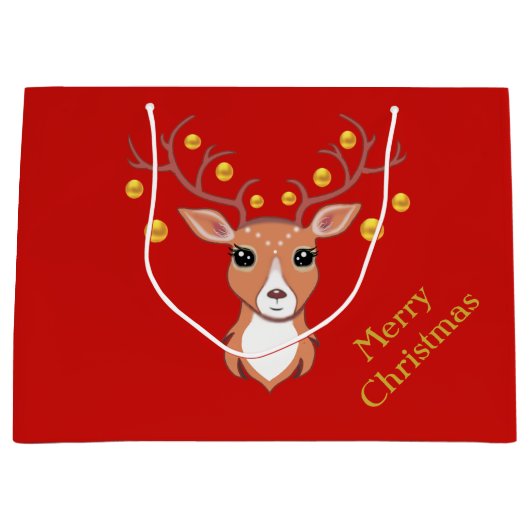 Schattig Kersthertje Groot Cadeauzakje (Voorkant)