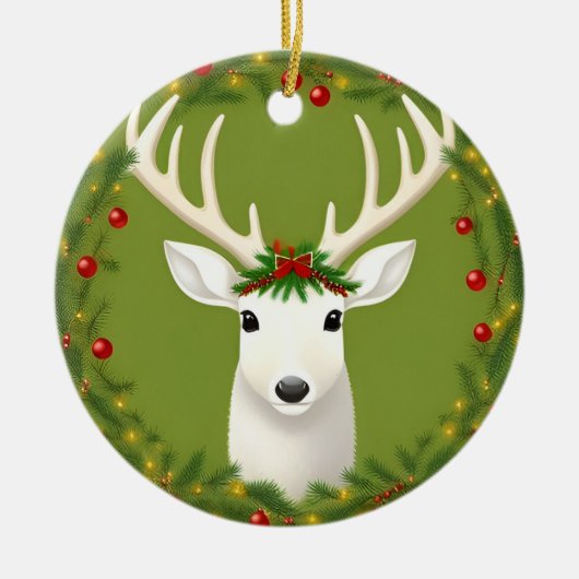 Schattig kersthertje keramisch ornament (Voorkant)