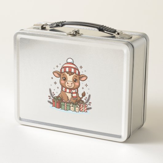 Schattig Kerstkalfsje Met Cadeaus Vintage Vector_1 (Voorkant)