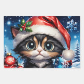 Schattig kerstkatje. inpakpapier vel (Voorkant 3)
