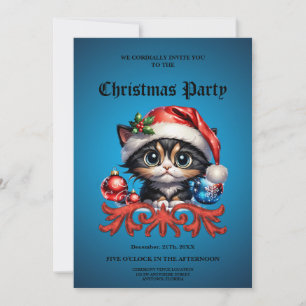 Schattig kerstkatje. kaart