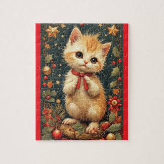 Schattig Kerstkatje  Legpuzzel