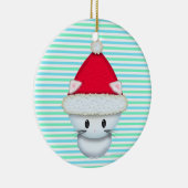 Schattig Kerstkatje met Kerstmannenhoed Keramisch Ornament (Rechts)