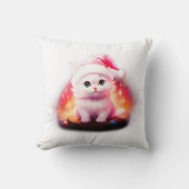 Schattig Kerstkatje met Kerstmannenhoed Kussen (Voorkant)