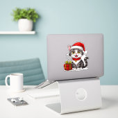 Schattig Kerstkatje Met Kerstmannenhoed Sticker (Laptop op bureau)