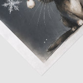 Schattig kerstkatje met kerstmannenhoed  tissuepapier (Detail)