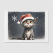 Schattig kerstkatje met kerstmannenhoed  tissuepapier (Voorkant)