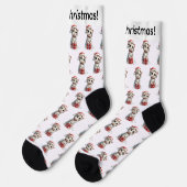 Schattig Kerstkatje op Cadeaudoos Sokken (Links)