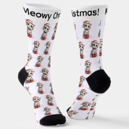 Schattig Kerstkatje op Cadeaudoos Sokken