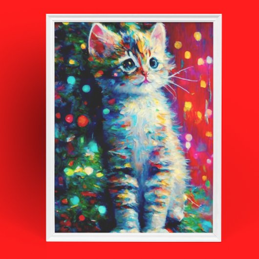 Schattig Kerstkatje  Poster