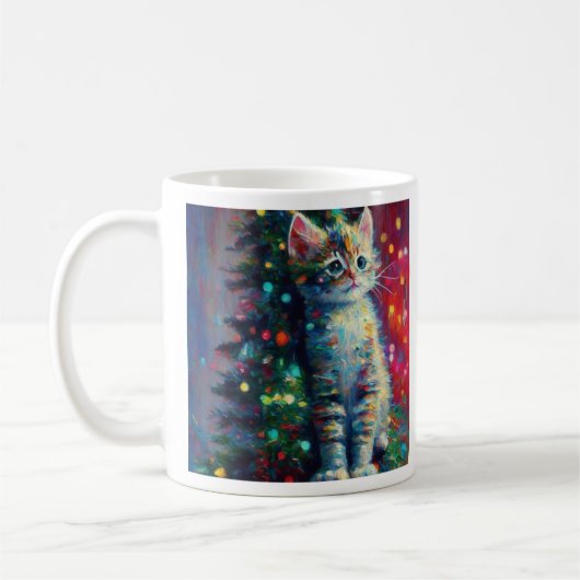 Schattig Kerstkatje | Prettig Kat-Kerstmis Koffiemok (Links)