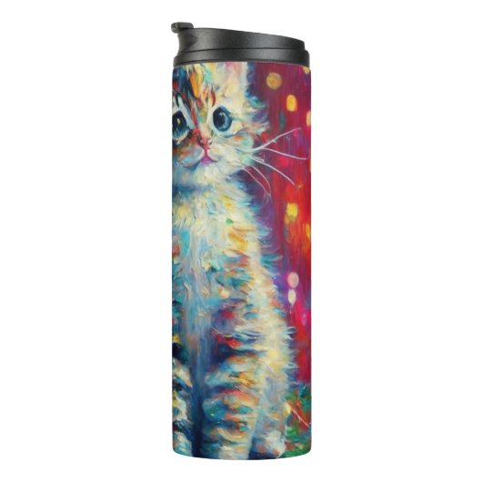 Schattig Kerstkatje | Prettig Kat-Kerstmis Thermosbeker (Geroteerd rechts)