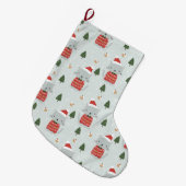 Schattig Kerstkatpatroon – Feestelijke Feestdagen Grote Kerstsok (Voorkant (Hangend))