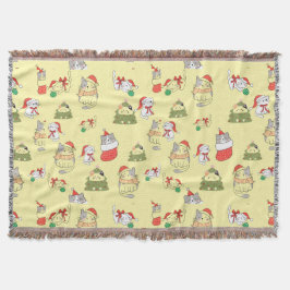 Schattig Kerstkattenpatroon – Feestelijke Vakantie Deken