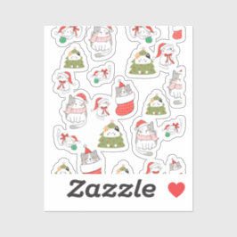 Schattig Kerstkattenpatroon – Feestelijke Vakantie Sticker