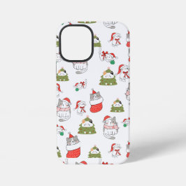 Schattig Kerstkattenpatroon – Festieve Vakantiedes iPhone 12 Mini Hoesje