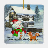Schattig kerstkeramisch Ornament met sneeuwkatje (Achterkant)