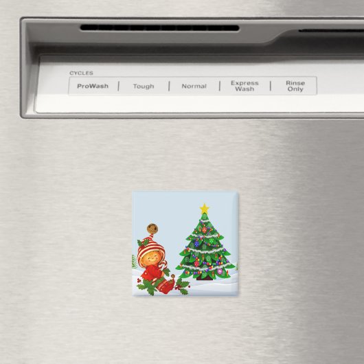 Schattig kerstkerstfeest Elf Magnet (Insitu (Vaatwasser))