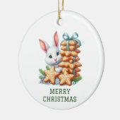 Schattig Kerstkonijn Keramisch Ornament (Links)
