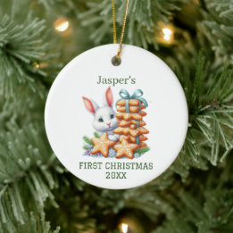 Schattig Kerstkonijn Keramisch Ornament