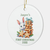 Schattig Kerstkonijn Keramisch Ornament (Links)