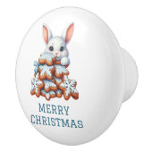Schattig Kerstkonijn Keramische Knop (Rechts)