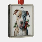 SCHATTIG KERSTKUIL BULL TERRIER HONDENGEZICHT METALEN ORNAMENT (Rechts)