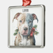 SCHATTIG KERSTKUIL BULL TERRIER HONDENGEZICHT METALEN ORNAMENT (Links)