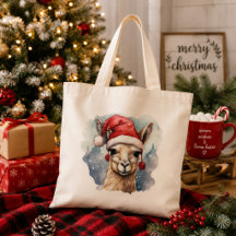 Schattig Kerstlama Watercolor Kerstfeest