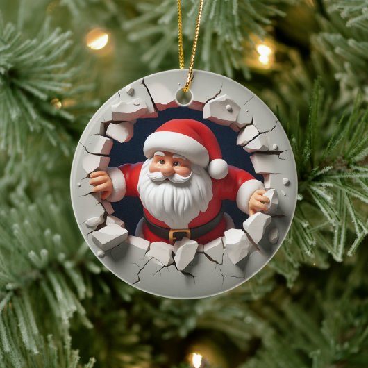 Schattig Kerstman 3D Kerstversiering Keramisch Ornament (Boom)