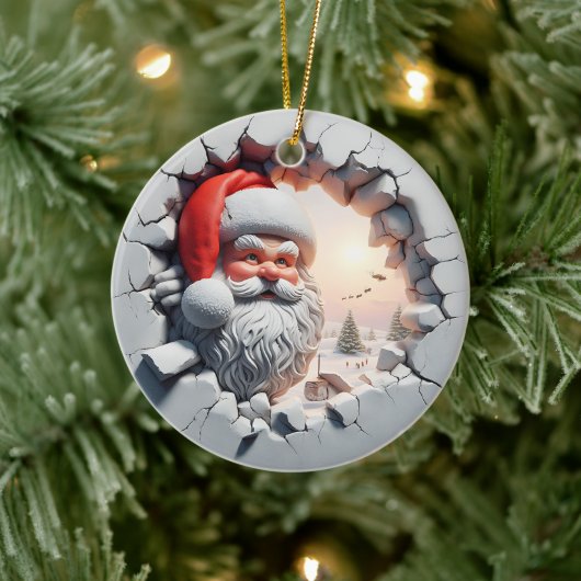 Schattig Kerstman 3D Kerstversiering Keramisch Ornament (Boom)