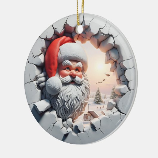 Schattig Kerstman 3D Kerstversiering Keramisch Ornament (Links)