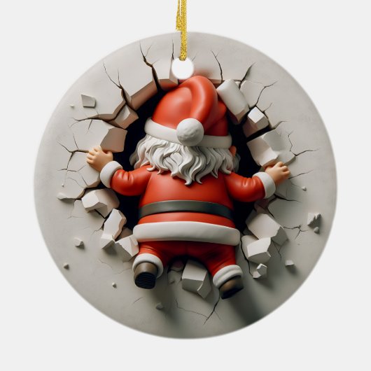 Schattig Kerstman 3D Kerstversiering Keramisch Ornament (Achterkant)