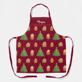 Schattig Kerstman Gingerbread Patroon Gezellige Fa Schort (Voorkant)