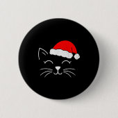 Schattig Kerstman Kat Gezicht Kerstmis Meow Kitten Ronde Button 5,7 Cm (Voorkant)