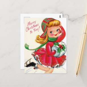 schattig kerstmeisje briefkaart