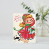 schattig kerstmeisje briefkaart (Staand voorkant)