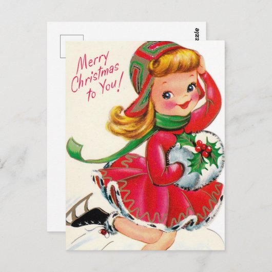 schattig kerstmeisje briefkaart (Voorkant / Achterkant)