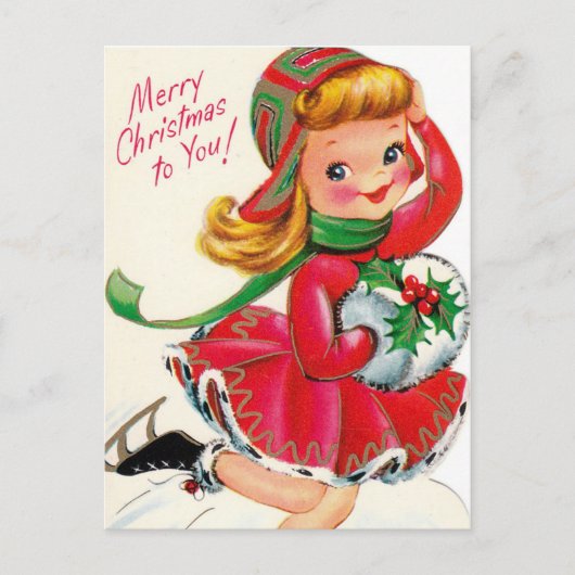 schattig kerstmeisje briefkaart (Voorkant)