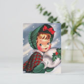 schattig kerstmeisje briefkaart (Staand voorkant)