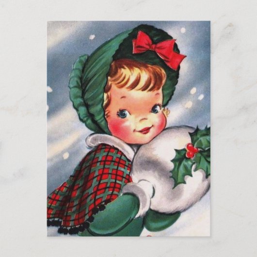 schattig kerstmeisje briefkaart (Voorkant)