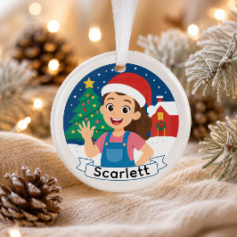Schattig Kerstmeisje Gepersonaliseerde Vakantie Vr Ornament