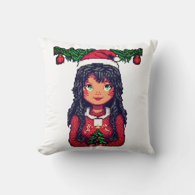 Schattig Kerstmeisje  Kussen (Voorkant)