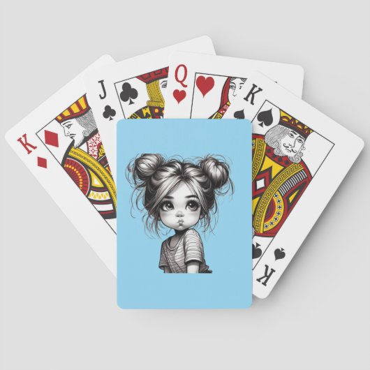 Schattig kerstmeisje met pruik - Schattige cadeau  Pokerkaarten (Achterkant)